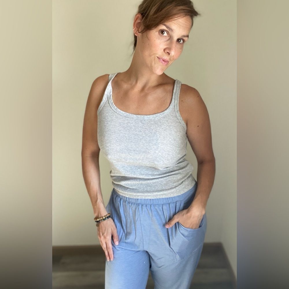 Universal Thread Tank Top Grey Marled Small Ribbed Cotton Stretch
